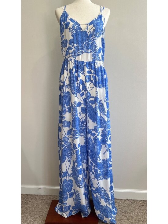 My Michelle Pants - My Michelle Wide Leg Romper Juniors 15 Blue Floral Sleeveless Resort Wear